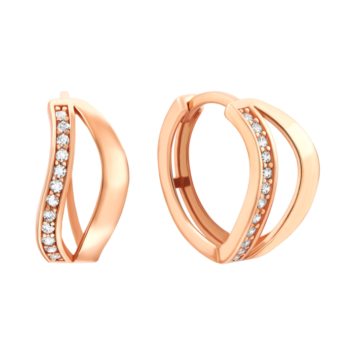 Золоті сережки з фіанітами.Артикул UG52111020201