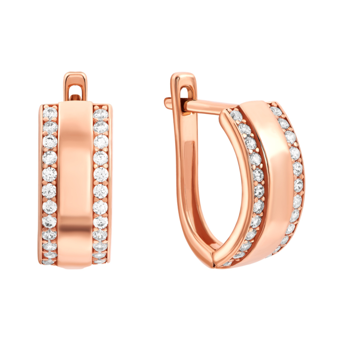 Золоті сережки з фіанітами.Артикул UG52111020601