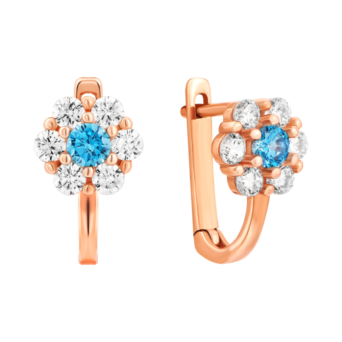 Золоті сережки з фіанітами.Артикул UG52111022201