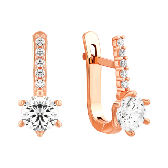 Золотые серьги с фианитами.Артикул UG52111022701