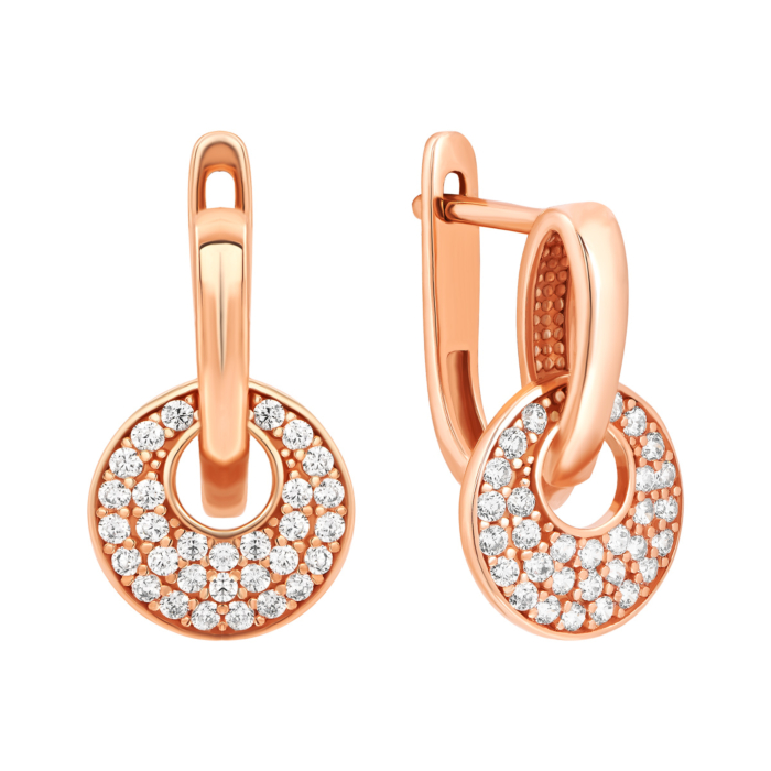 Золоті сережки з фіанітами.Артикул UG52111024701