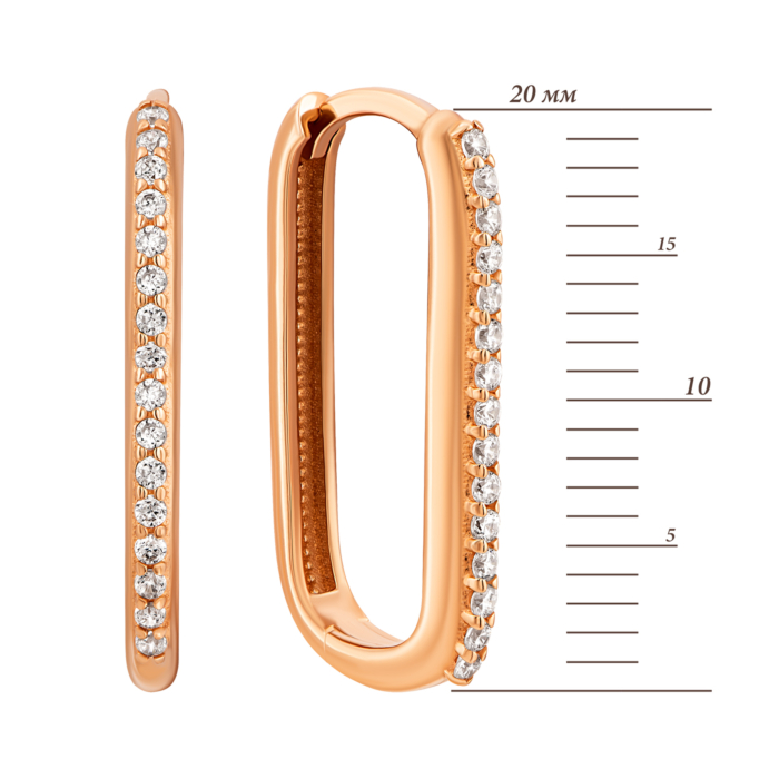 Золотые серьги-конго с фианитами.Артикул UG52111026101