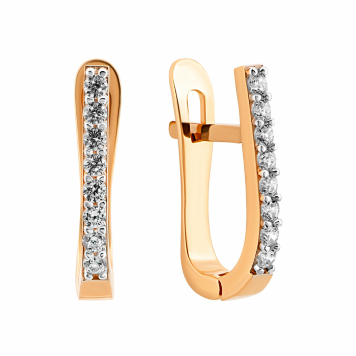 Золоті сережки з фіанітами.Артикул UG52111026701