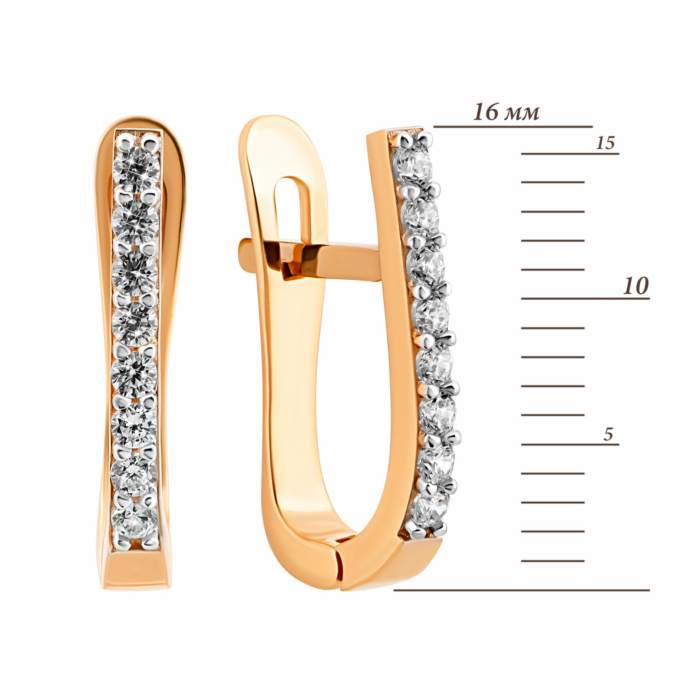 Золоті сережки з фіанітами.Артикул UG52111026701