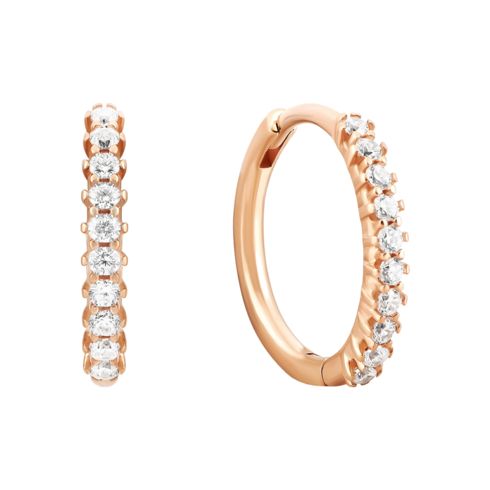 Золоті сережки-конго з фіанітами.Артикул UG52111029101