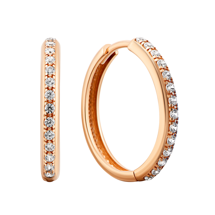 Золоті сережки-конго з фіанітами.Артикул UG52111029401