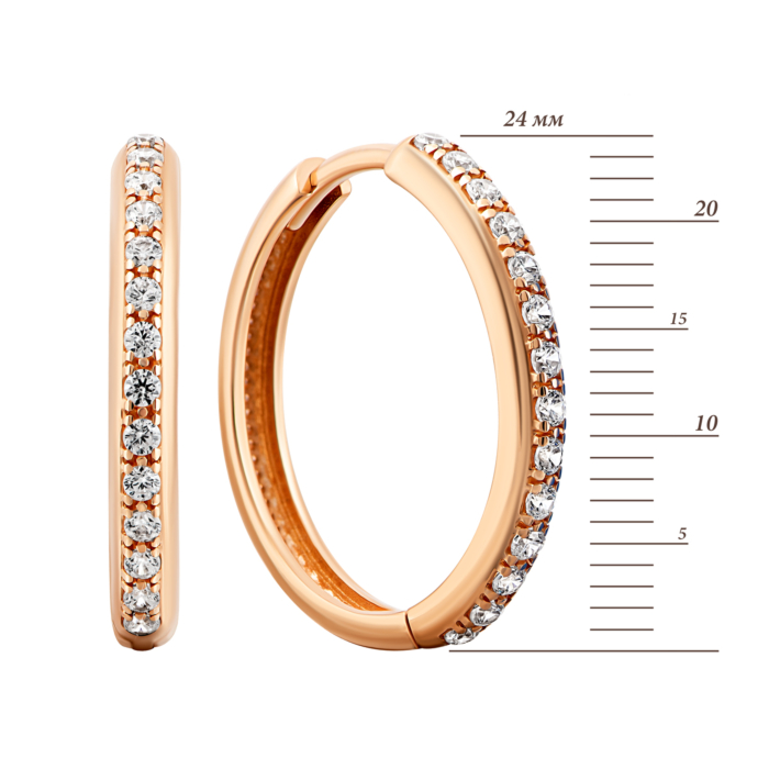 Золоті сережки-конго з фіанітами.Артикул UG52111029401