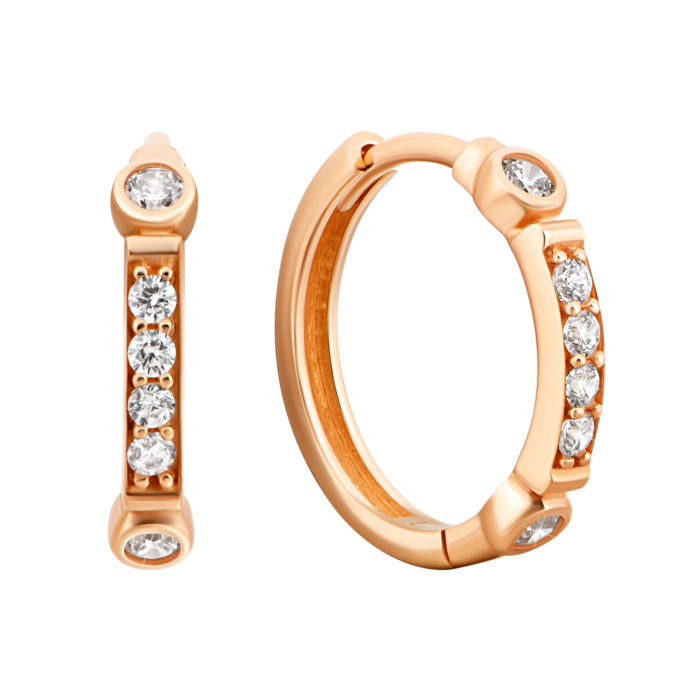 Золоті сережки-конго з фіанітами.Артикул UG52111029601