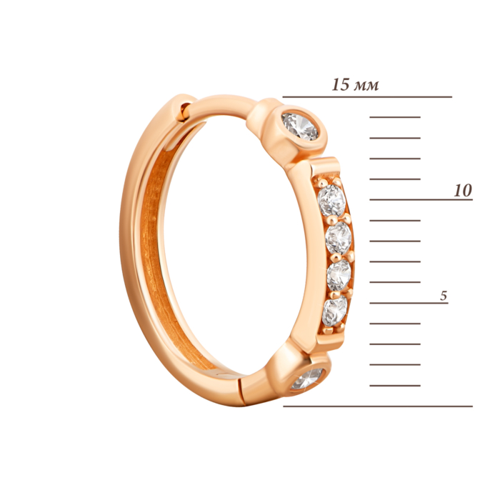 Золоті сережки-конго з фіанітами.Артикул UG52111029601