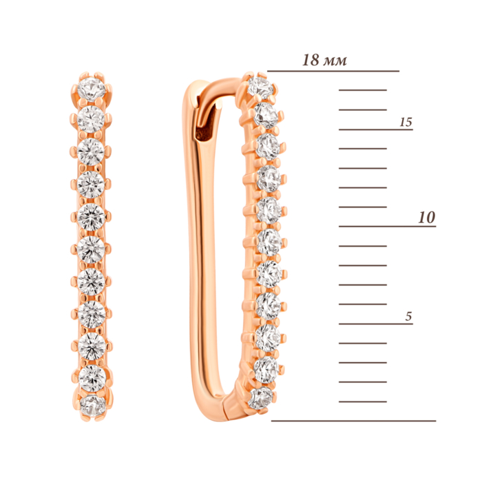 Золоті сережки з фіанітами.Артикул UG52111029901