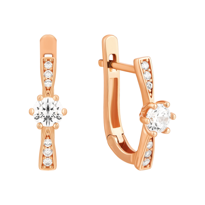Золотые серьги с фианитами.Артикул UG52111530101