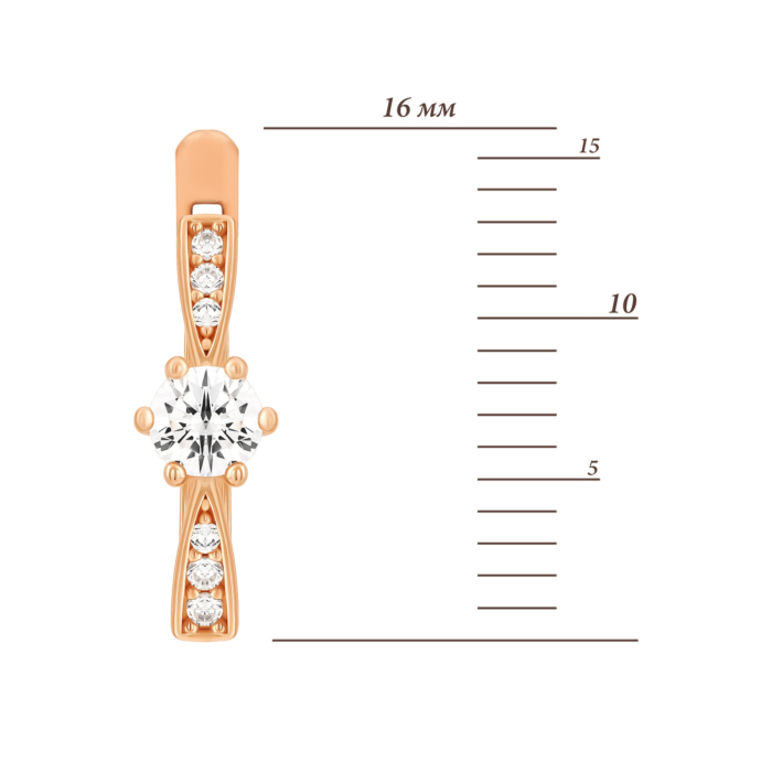 Золотые серьги с фианитами.Артикул UG52111530101