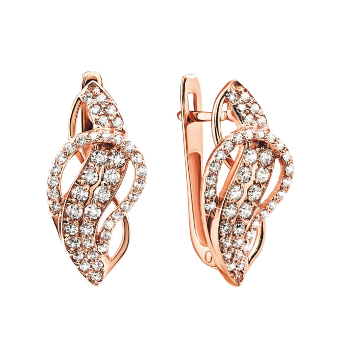 Золотые серьги с фианитами. Артикул 21259