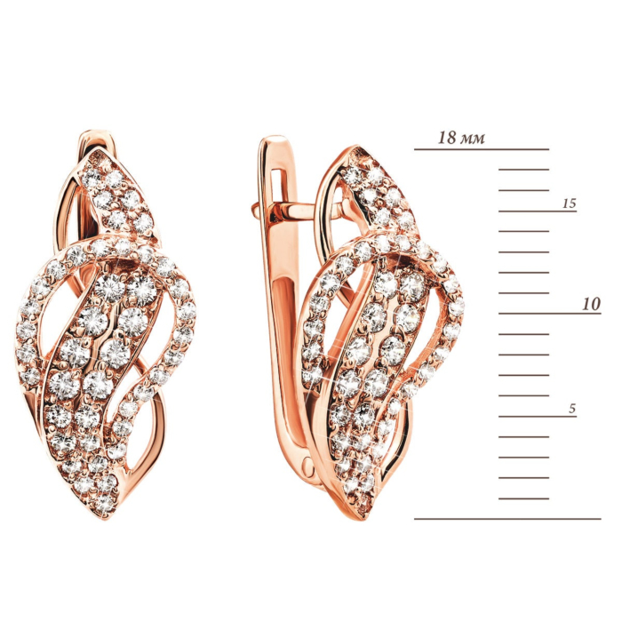 Золотые серьги с фианитами. Артикул 21259