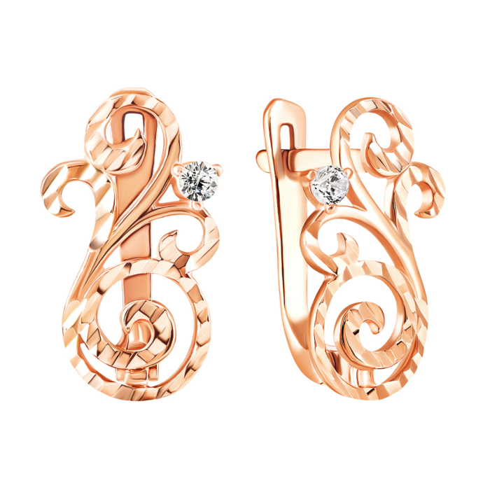 Золоті сережки з фіанітами. Артикул UG521434 к