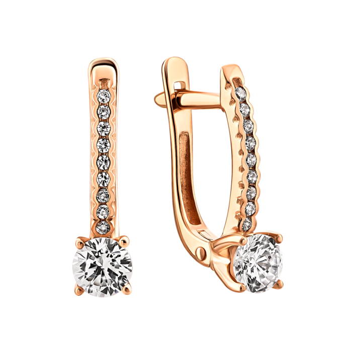 Золоті сережки з фіанітами.Артикул UG5219156310101