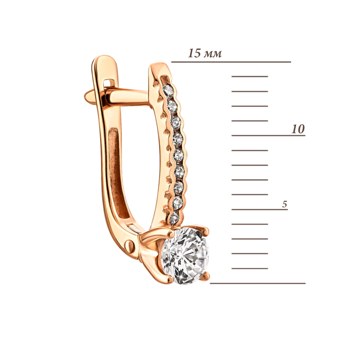 Золоті сережки з фіанітами.Артикул UG5219156310101