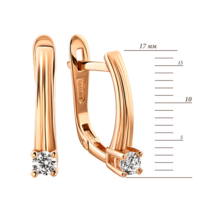 Золоті сережки з фіанітами.Артикул UG5219200110101