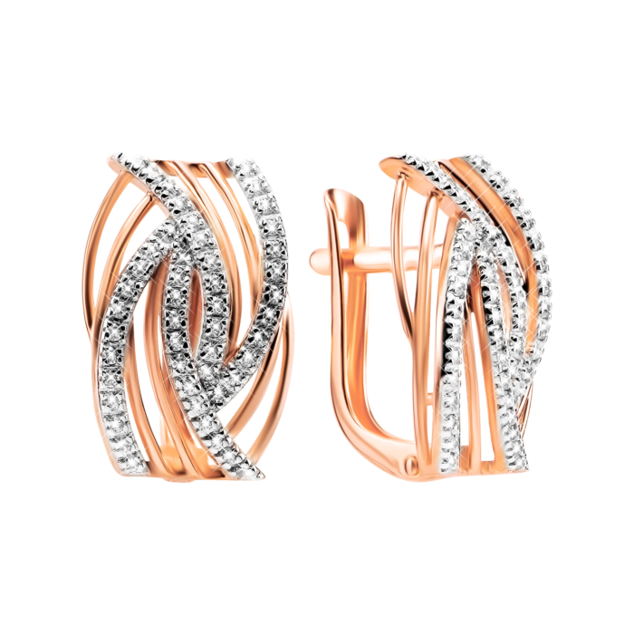 Золоті сережки з фіанітами. Артикул UG522082/01/1/42