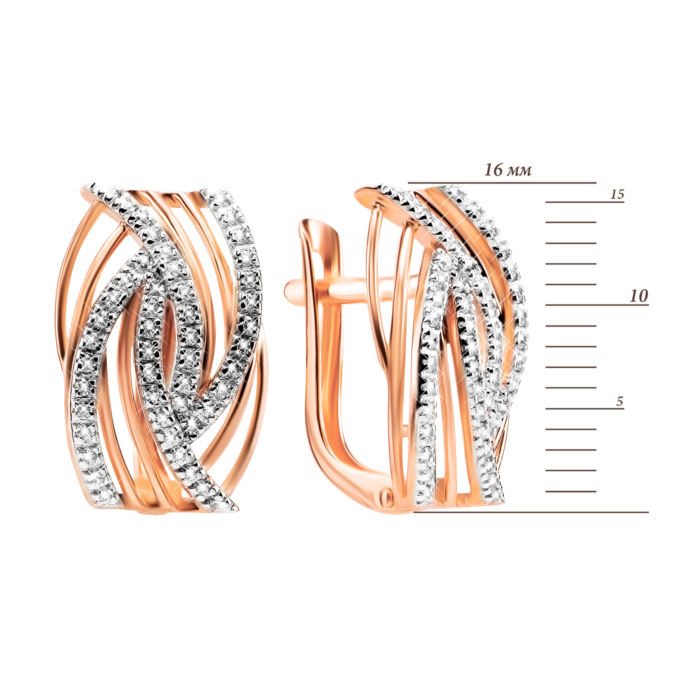 Золоті сережки з фіанітами. Артикул UG522082/01/1/42