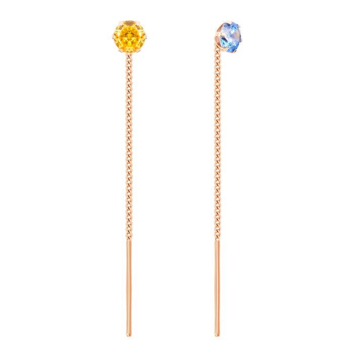 Золоті сережки-протяжки з фіанітами.Артикул UG5С4419s Royal Ukraine