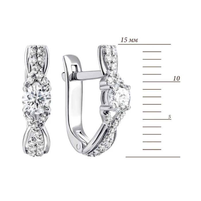 Золоті сережки з фіанітами. Артикул UG5700263-C бел