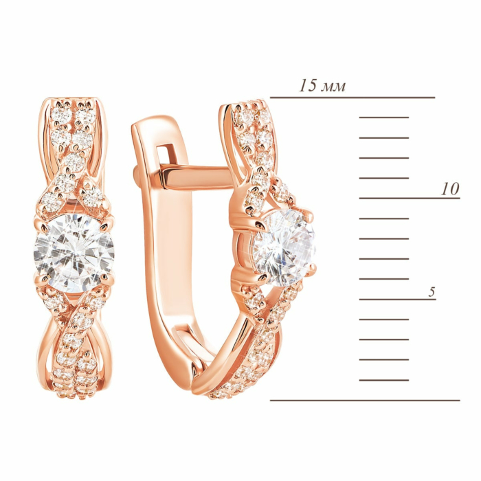 Золоті сережки з фіанітами. Артикул UG5700263-С