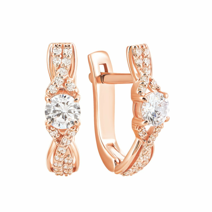 Золоті сережки з фіанітами. Артикул UG5700263-С