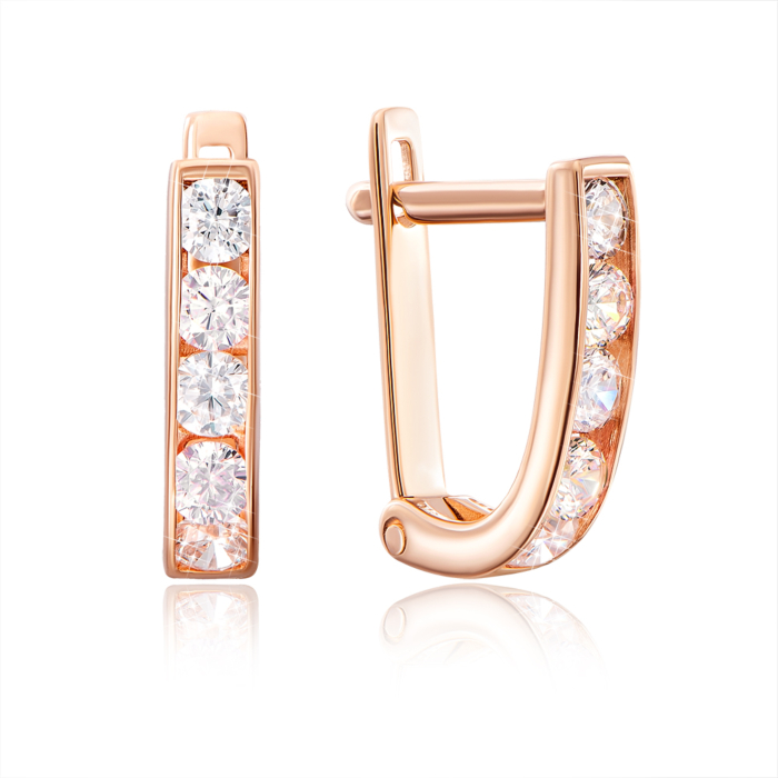 Золотые серьги с фианитами. Артикул 2076/1