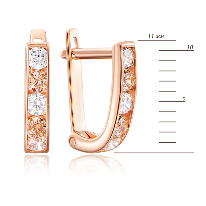 Золотые серьги с фианитами. Артикул 2076/1ш