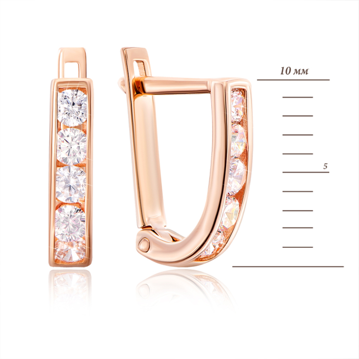 Золотые серьги с фианитами. Артикул 2076