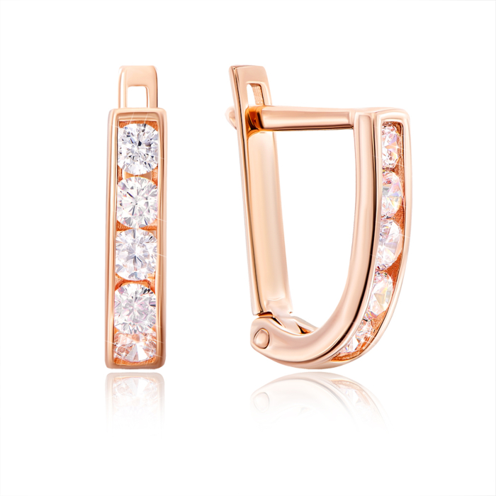 Золотые серьги с фианитами. Артикул 2076