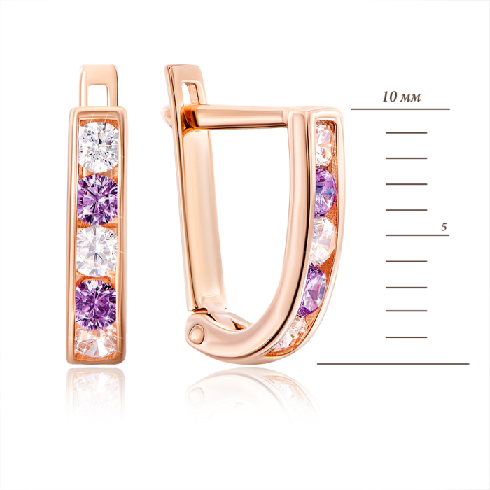 Золоті сережки з фіанітами. Артикул 2076ф