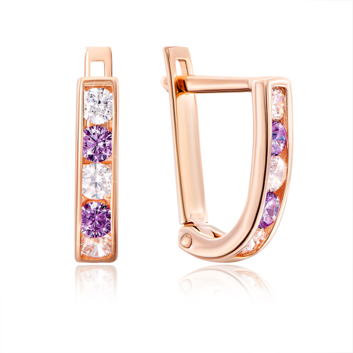 Золоті сережки з фіанітами. Артикул 2076ф