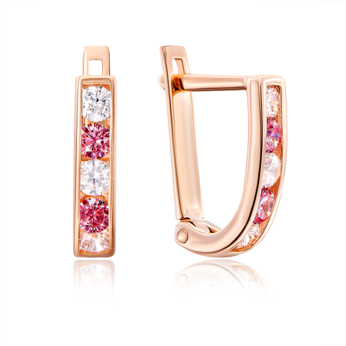 Золотые серьги с фианитами. Артикул 2076к