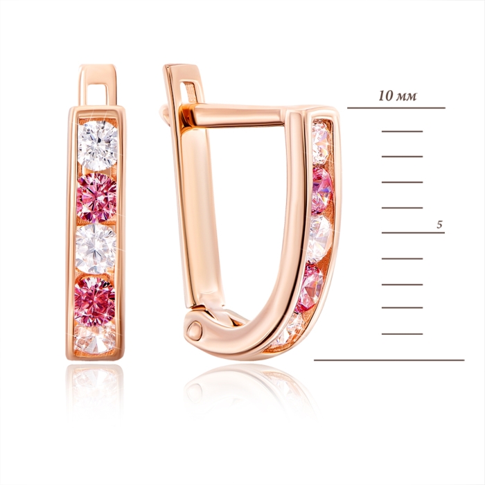 Золотые серьги с фианитами. Артикул 2076к