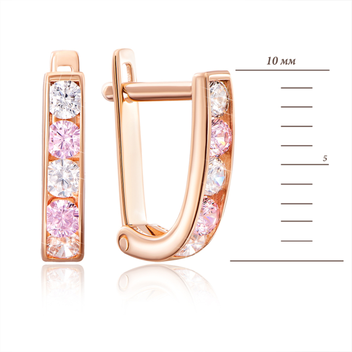 Золоті сережки з фіанітами. Артикул 2076р