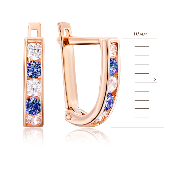 Золотые серьги с фианитами. Артикул 2076с