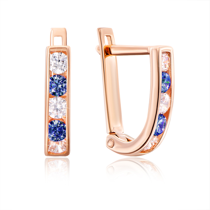 Золотые серьги с фианитами. Артикул 2076с