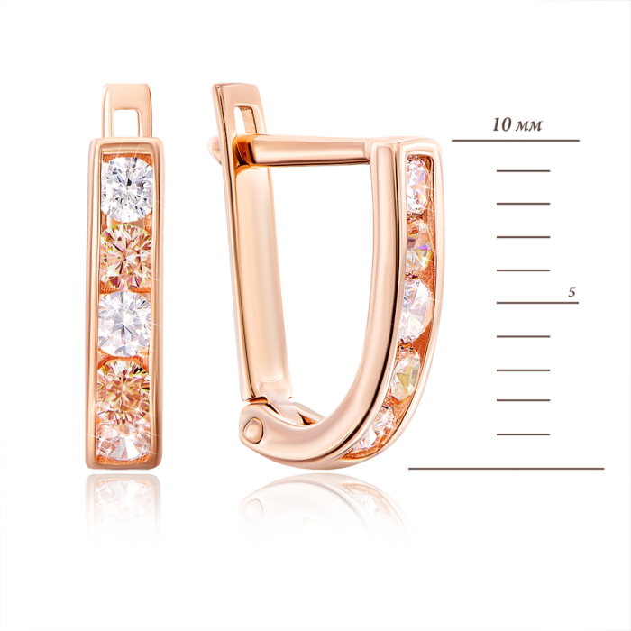 Золотые серьги с фианитами. Артикул 2076ш