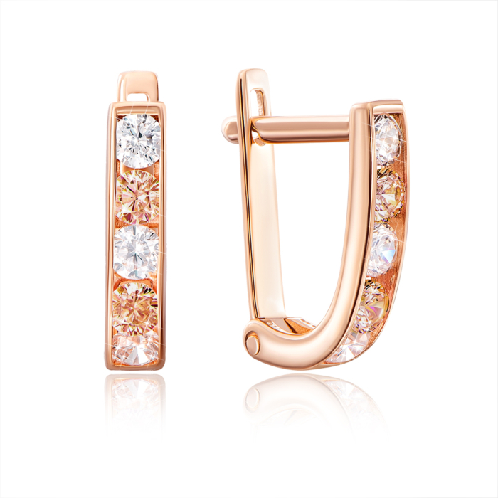 Золотые серьги с фианитами. Артикул 2076ш