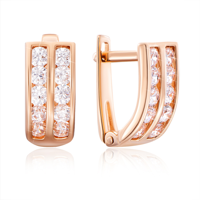 Золоті сережки з фіанітами. Артикул 2090