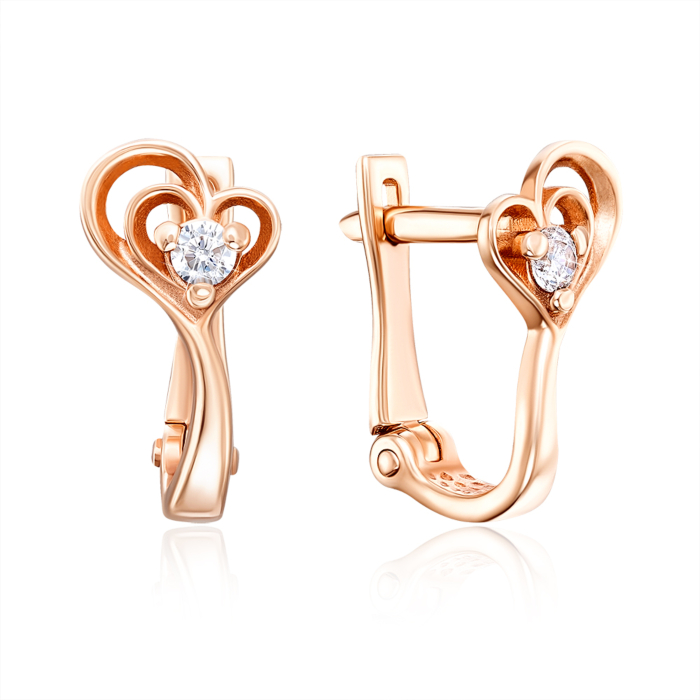 Золоті сережки з фіанітами. Артикул 21286