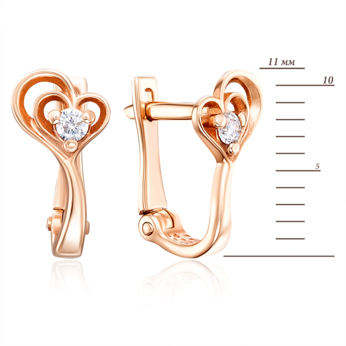 Золоті сережки з фіанітами. Артикул 21286