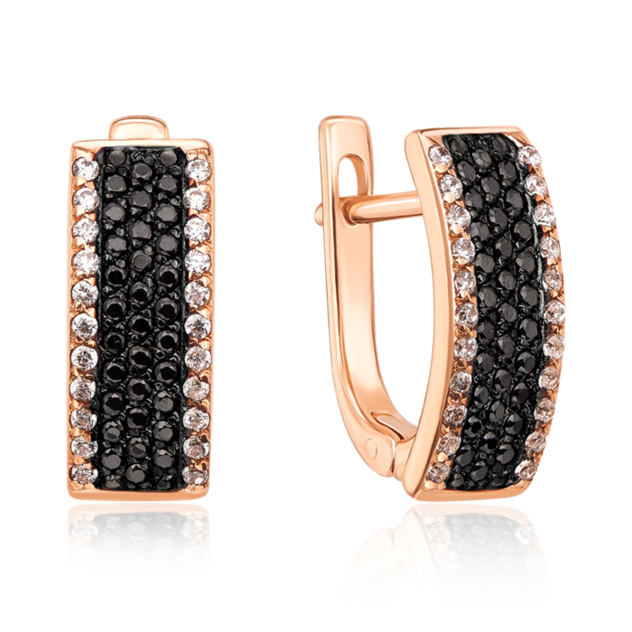 Золотые серьги с фианитами. Артикул 21735/ч