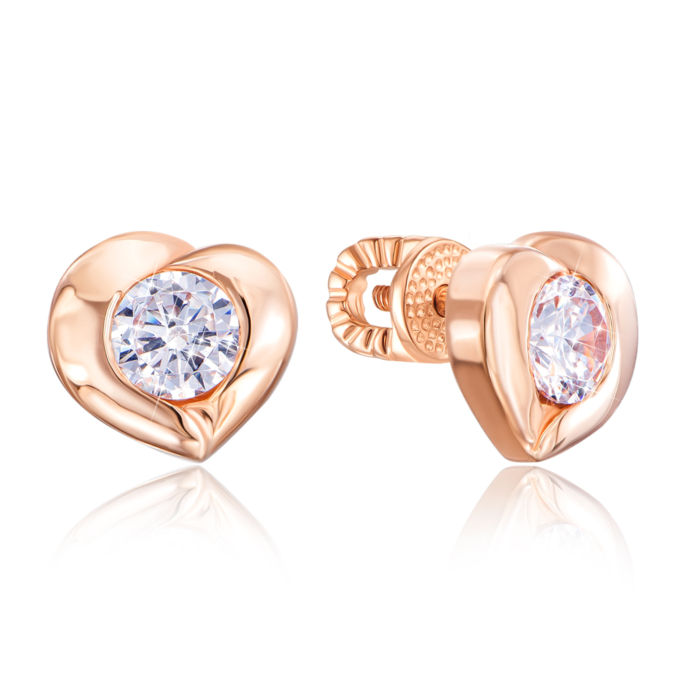 Золотые серьги с фианитами. Артикул 21777/01/0/53