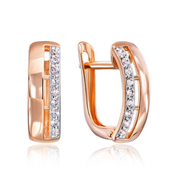 Золотые серьги с фианитами. Артикул 21885/01/1/13