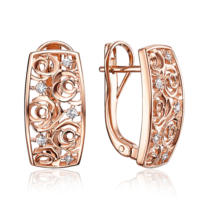 Золоті сережки з фіанітами. Артикул 22033/01/0/43