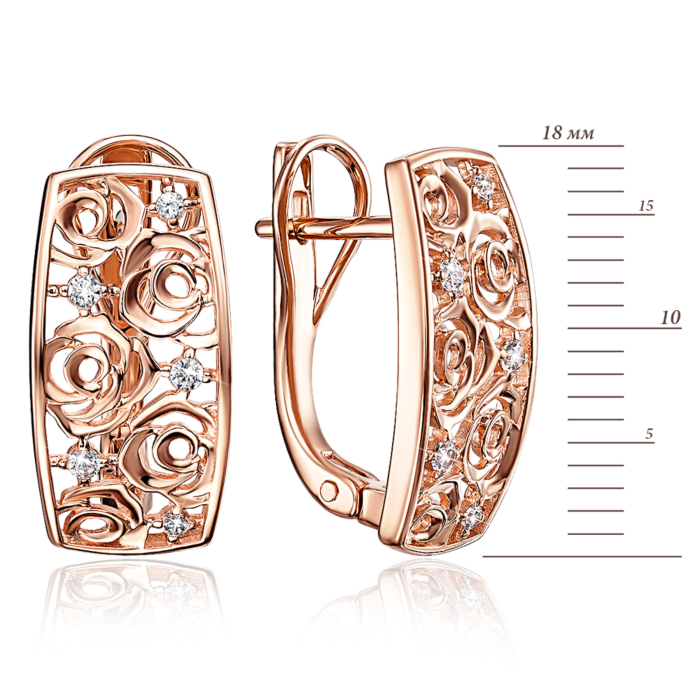 Золоті сережки з фіанітами. Артикул 22033/01/0/43