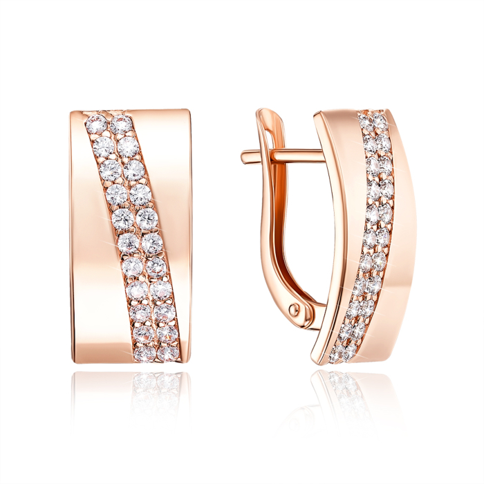 Золотые серьги с фианитами. Артикул 22074/01/0/3